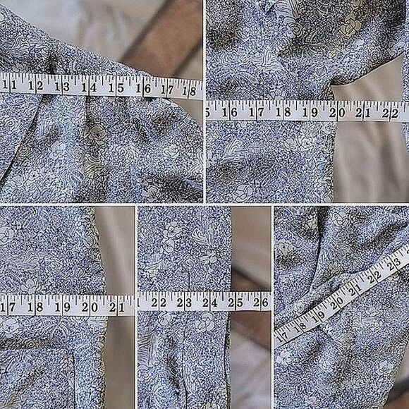 Vtg 60s blue & pale grey floral print dress & blazer co ord set - Picture 13 of 15